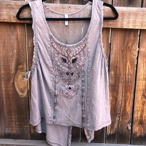 Free People Beaded Open Back Tank